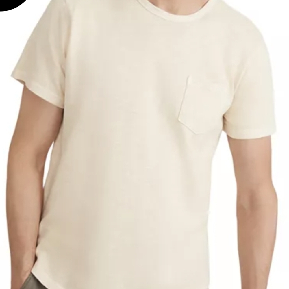 NWT MSRP $48 Marine Layer Cream Men's Heavy Slub with White Pocket Tee